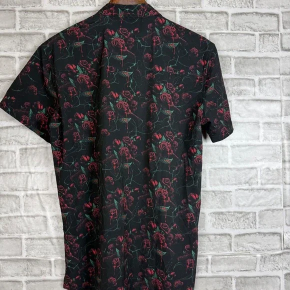 Retro Rifle Shirt MEDIUM Polyester Blend THE WIDOW Short Sleeve Beach Stretch - Picture 4 of 8